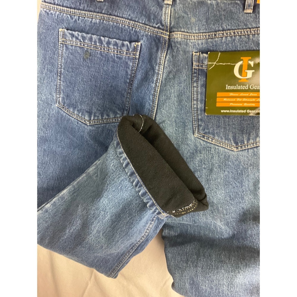 Insulated Gear Mens Jeans 40x32 (fits 40x31) Blue Fleece Lined Denim Work Pants - Picture 11 of 13